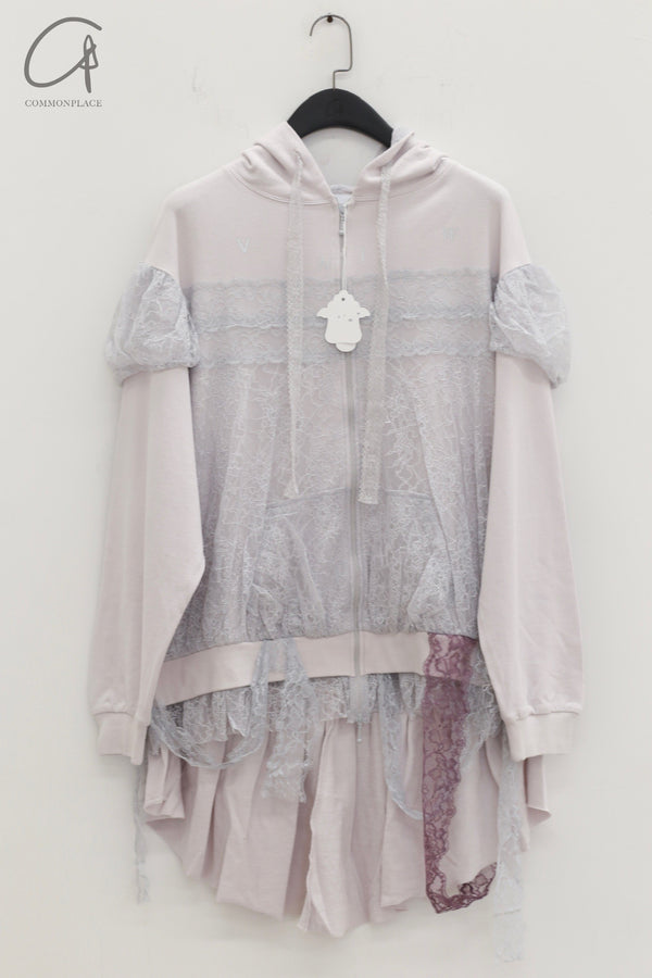 VeniceW 24 spring and summer lace loose hoodie 2HD white
